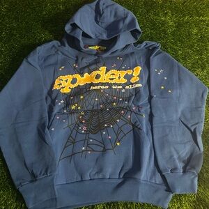 Sp5der Blue Graphic Men's Hoodie